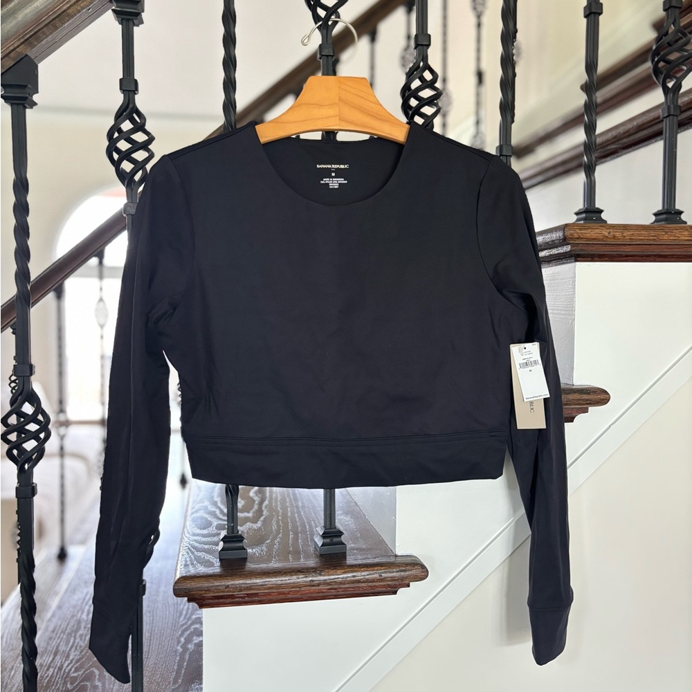 Banana Republic Black Long Sleeve Crop Top